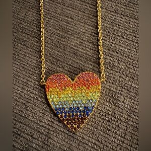 Baublebar Multicolor Heart Pendant Gold Necklace- NWOT